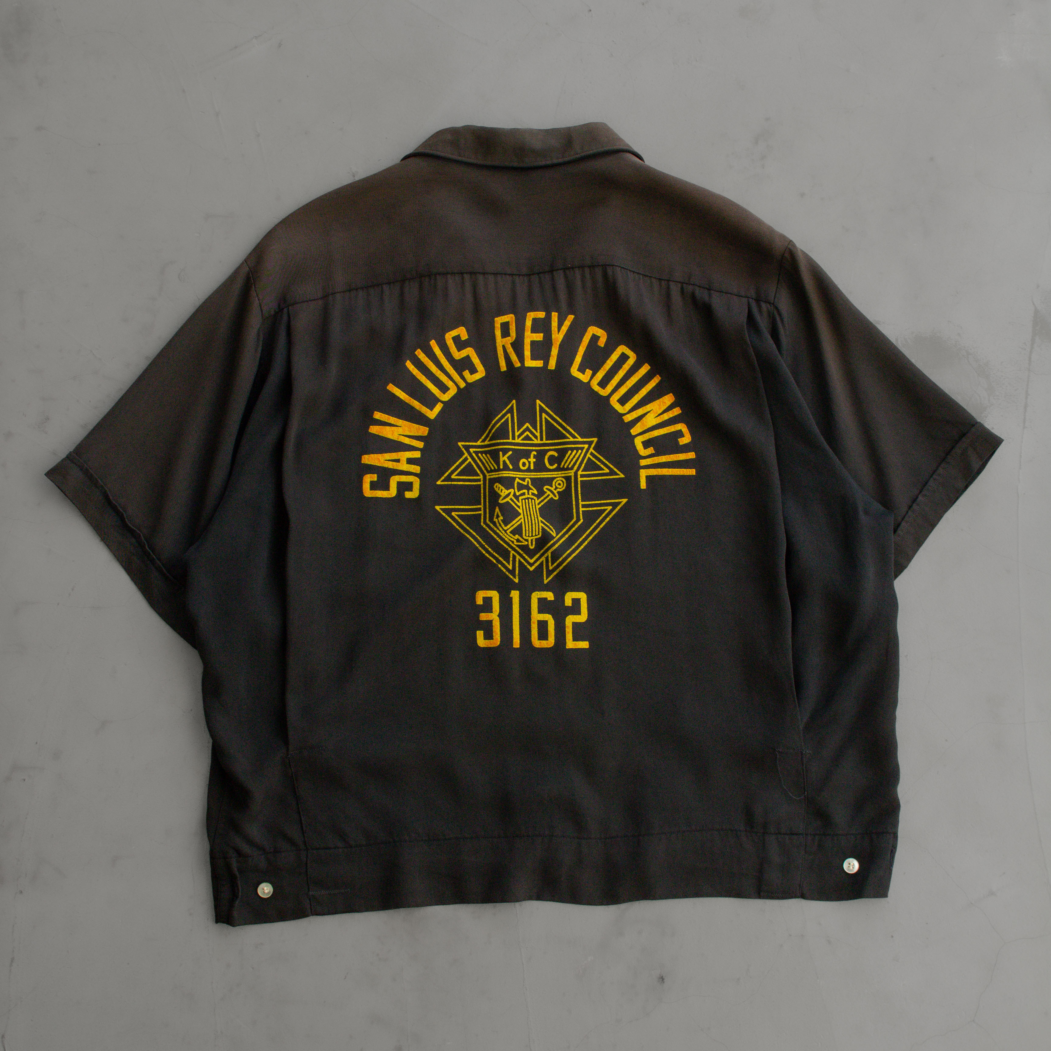 50S VINTAGE RAYON BOWLING SHIRT  美國製 黑色 嫘縈 保齡球襯衫