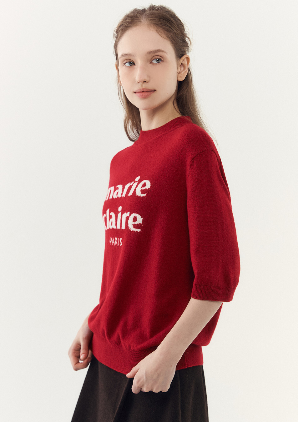 【入LIVECODE一件減至$328😱🔥！】【韓妹大愛品牌！北村旗艦總店封館🇰🇷】【MARIECLAIRE】Essential logo cashmere wool short sleeve knit (3 Colors)