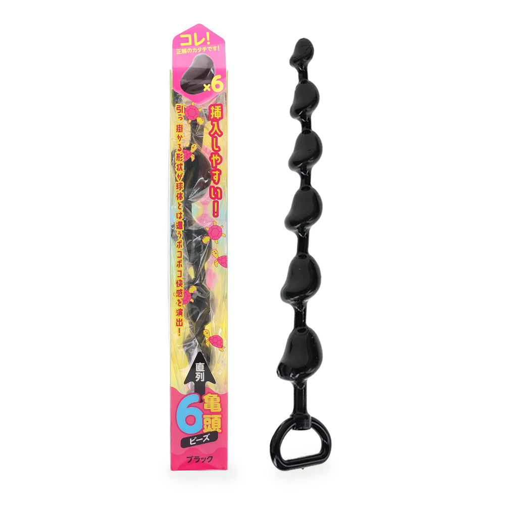[Japan PRIME] 6 Glans Anal Beads Pull Plug | Sphincter Training Gradual Sex Toy (Black)