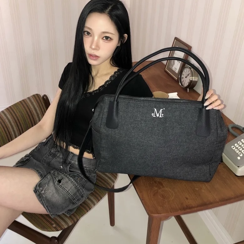 MUCENT 4WAY SIGNATURE LOGO TOTE BAG 黑 牛仔布 手提 肩背 托特包 大容量 男女