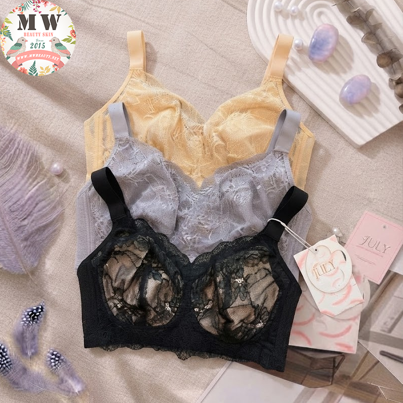 【台灣 JULY BRA】法式典雅蕾絲包覆無鋼圈內衣|高穩定側收 ‧ 舒適托高(MW Beauty 直播限定優惠) [3608]