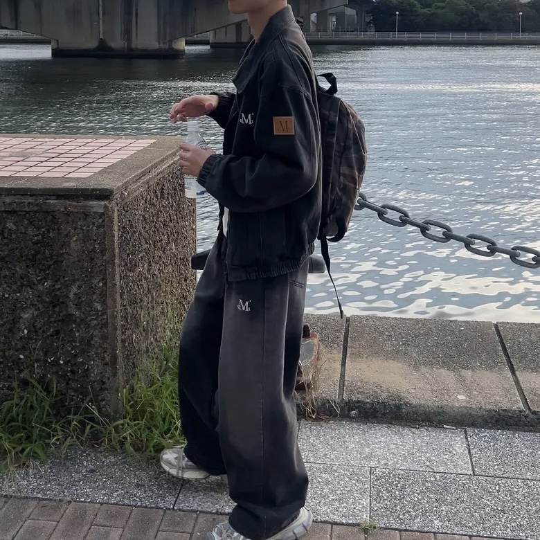 MUCENT DENIM PANTS 水洗 闊腿 牛仔褲 長褲 黑藍兩色 男女同款