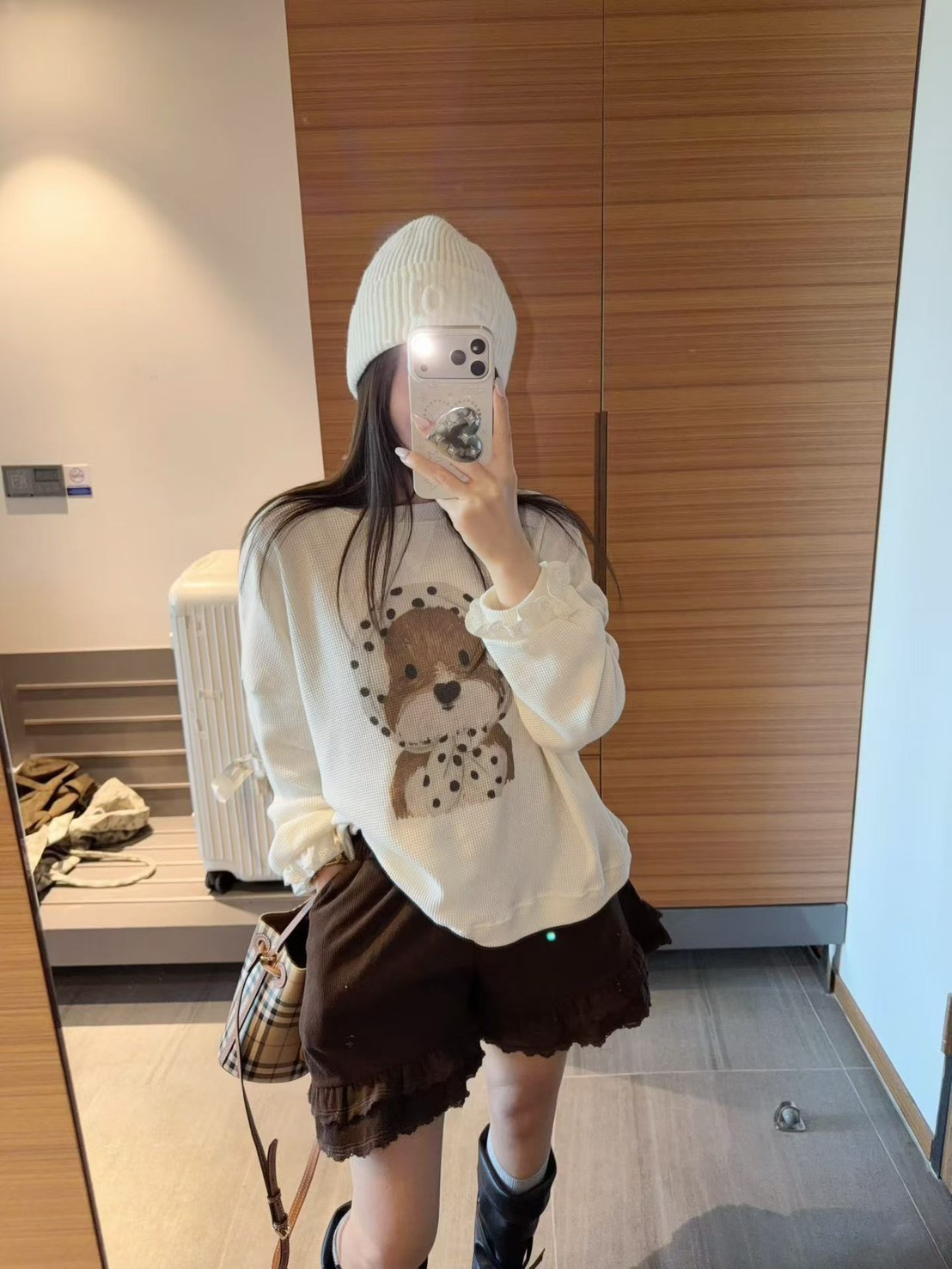 絨面口袋荷葉短褲