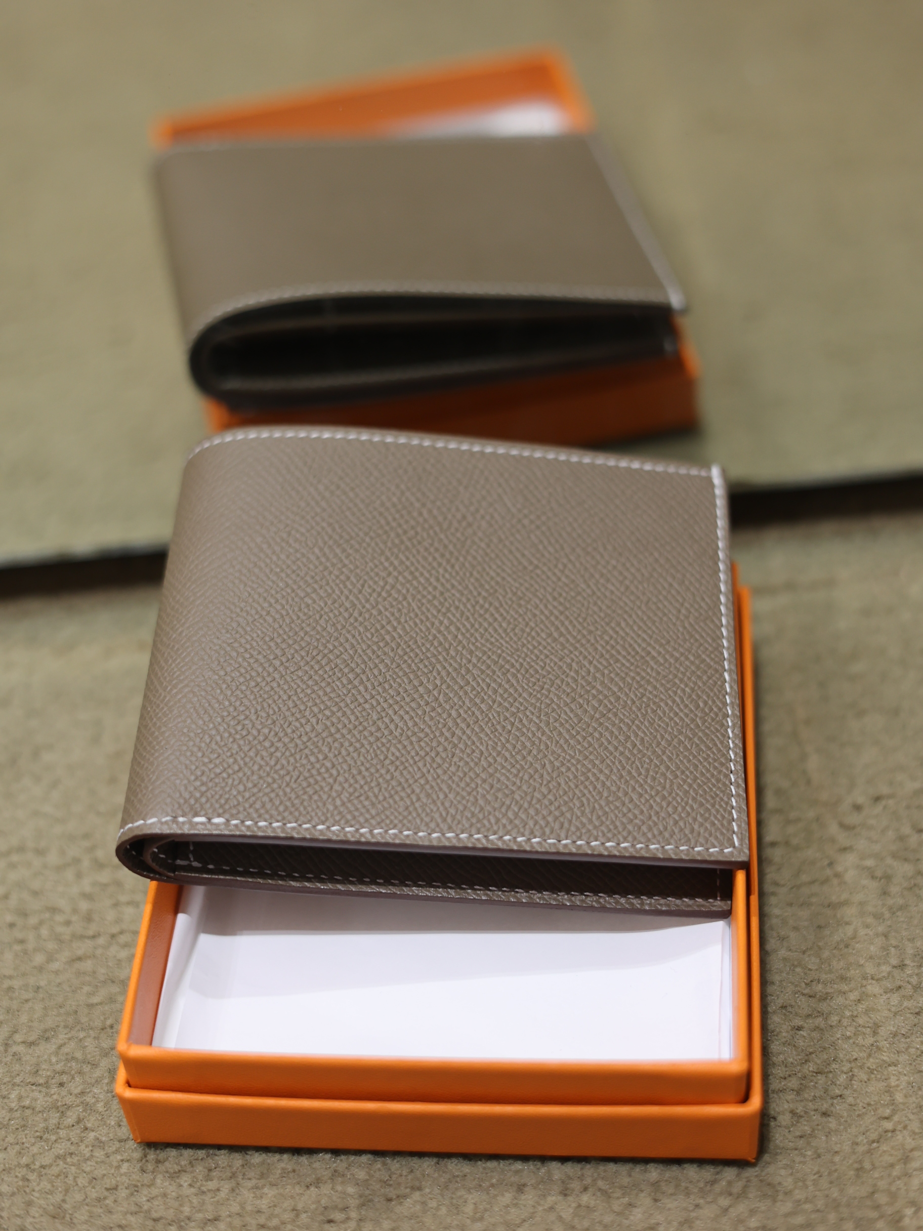 Citizen twill compact card holder etoupe / vert mangrove / gris pantin epsom