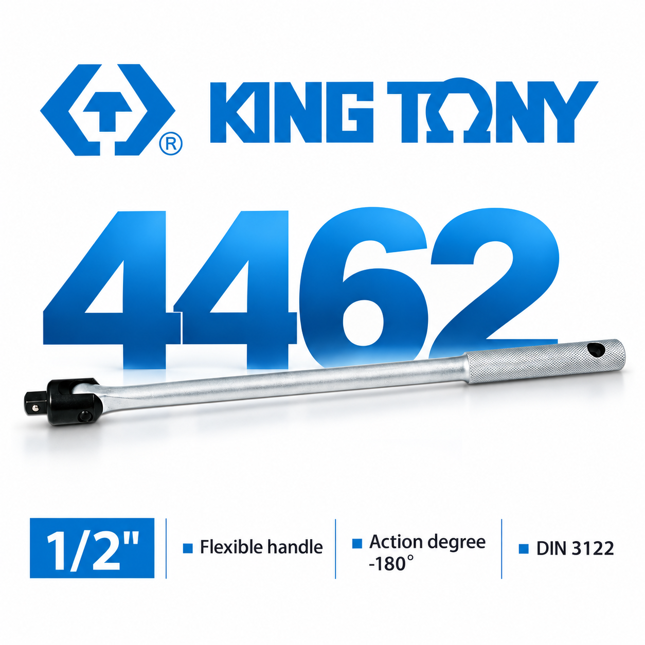 KING TONY 金統立｜四分180°強力扳桿 套筒板手 4分扳杆 1/2"板桿｜4462-18F 4462-24F｜台灣製｜公司貨