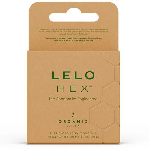 LELO HEX Organic 54mm 精氨酸添加 有機乳膠安全套 3片裝