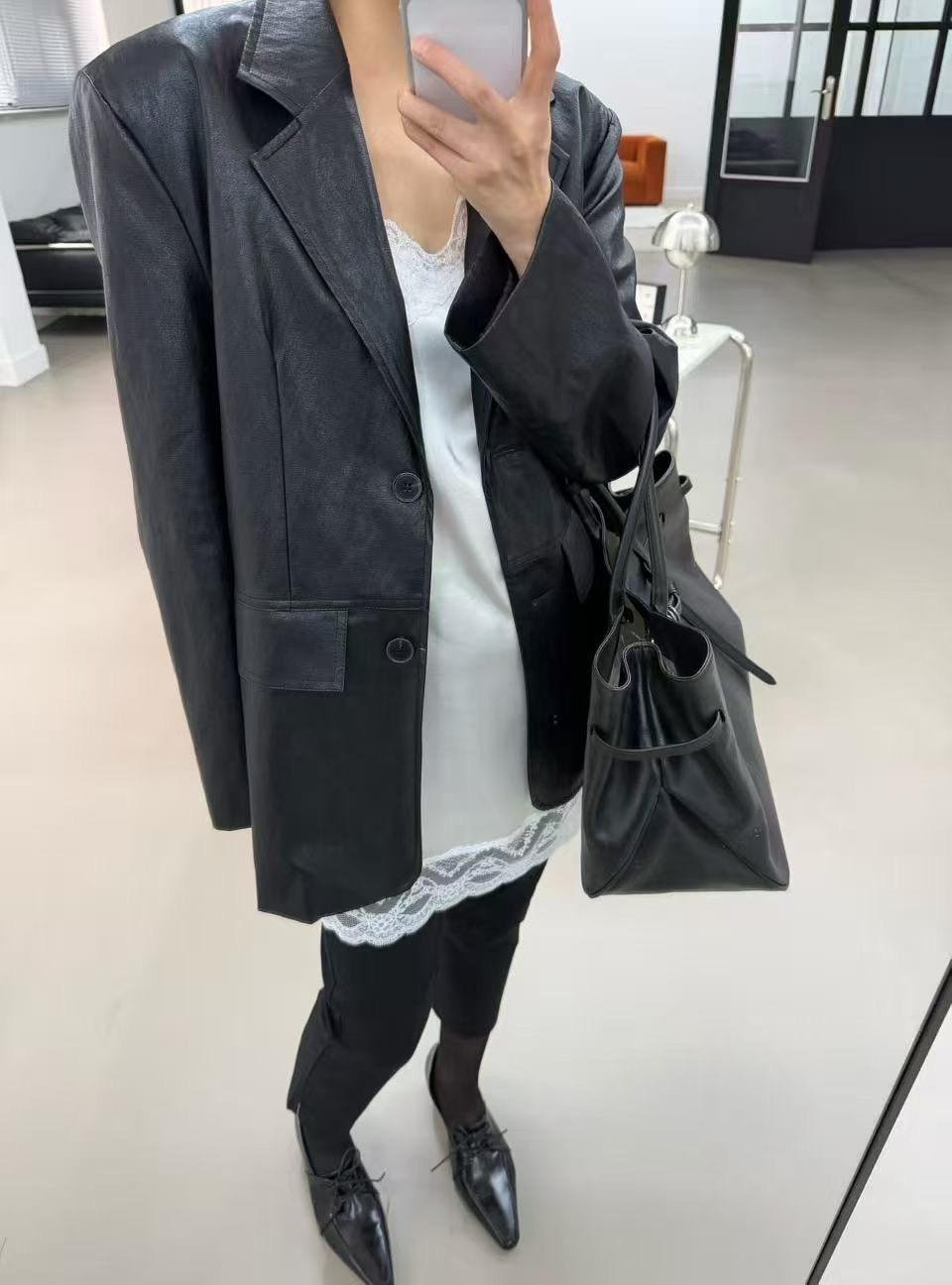 皮面西裝外套
