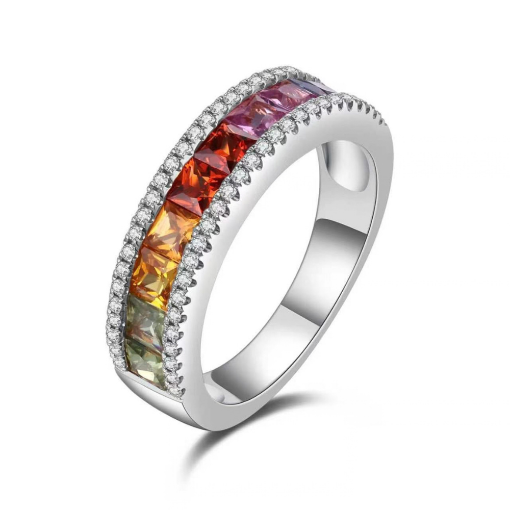 RIN-HHG1004-010 [RD2537] 925 SILVER SAPPHIRE RING WITH LAB GROWN DIA (A10)