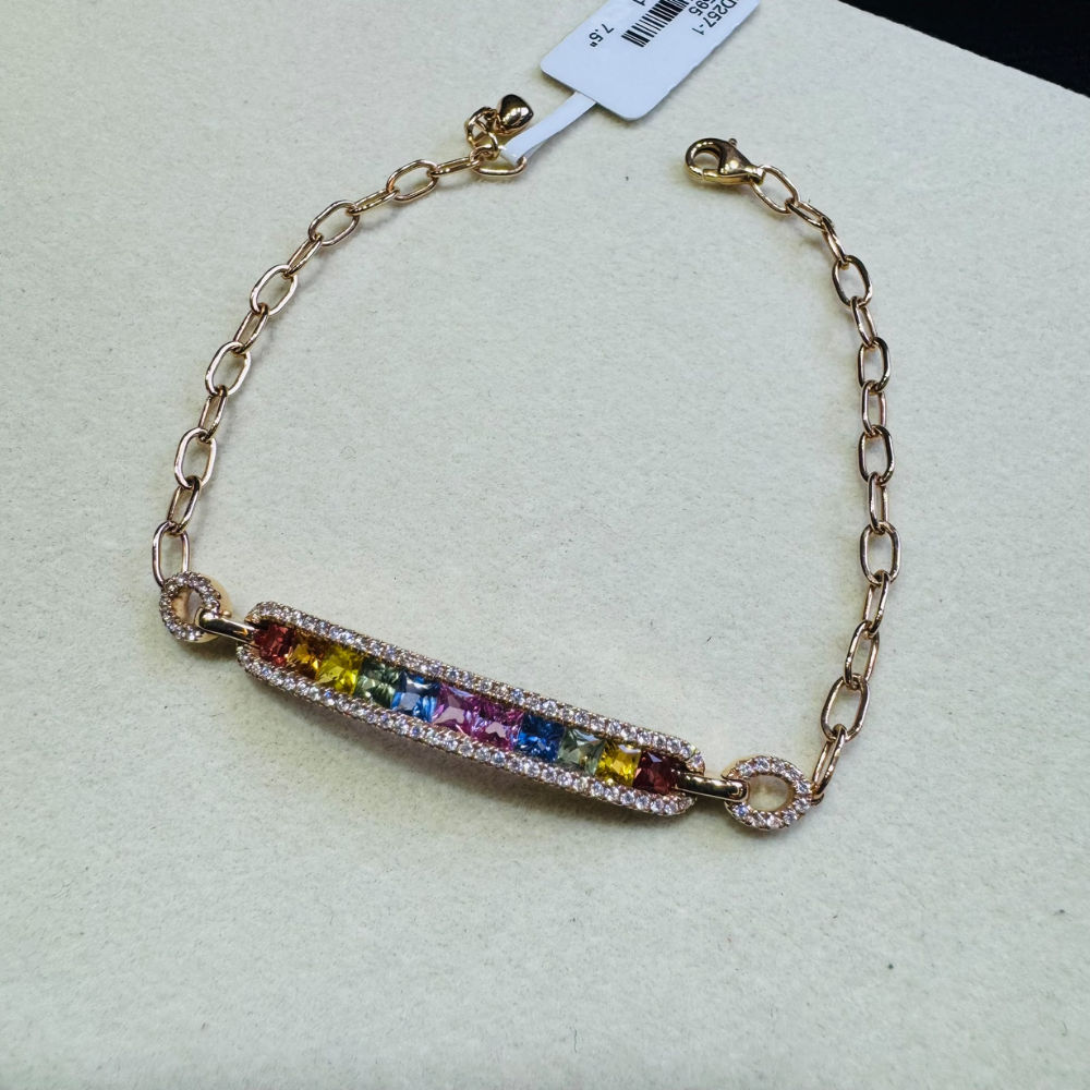 BRA-HHG1004-007 [BD257-1] 925 SLIVER BRACELET WITH LAB GROWN DIA (A7)