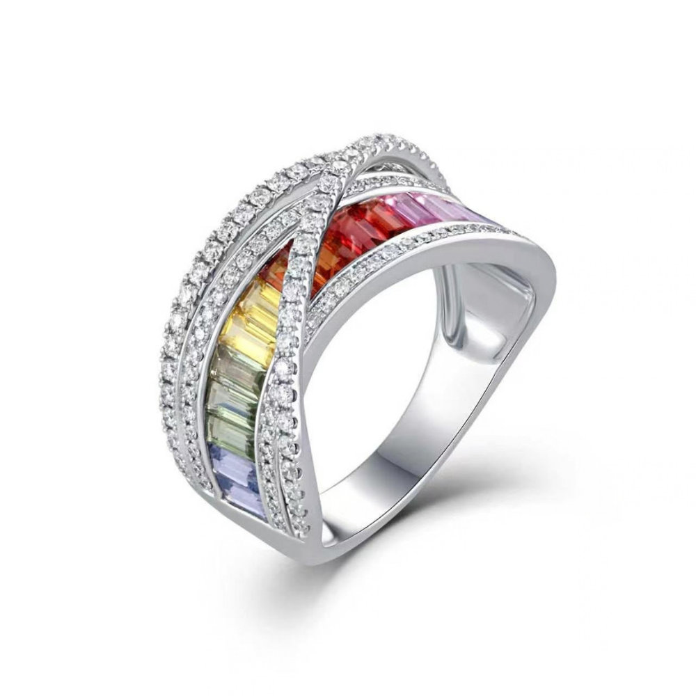 RIN-HHG1004-011 [RD2656] 925 SILVER SAPPHIRE RING WITH LAB GROWN DIA (A11)