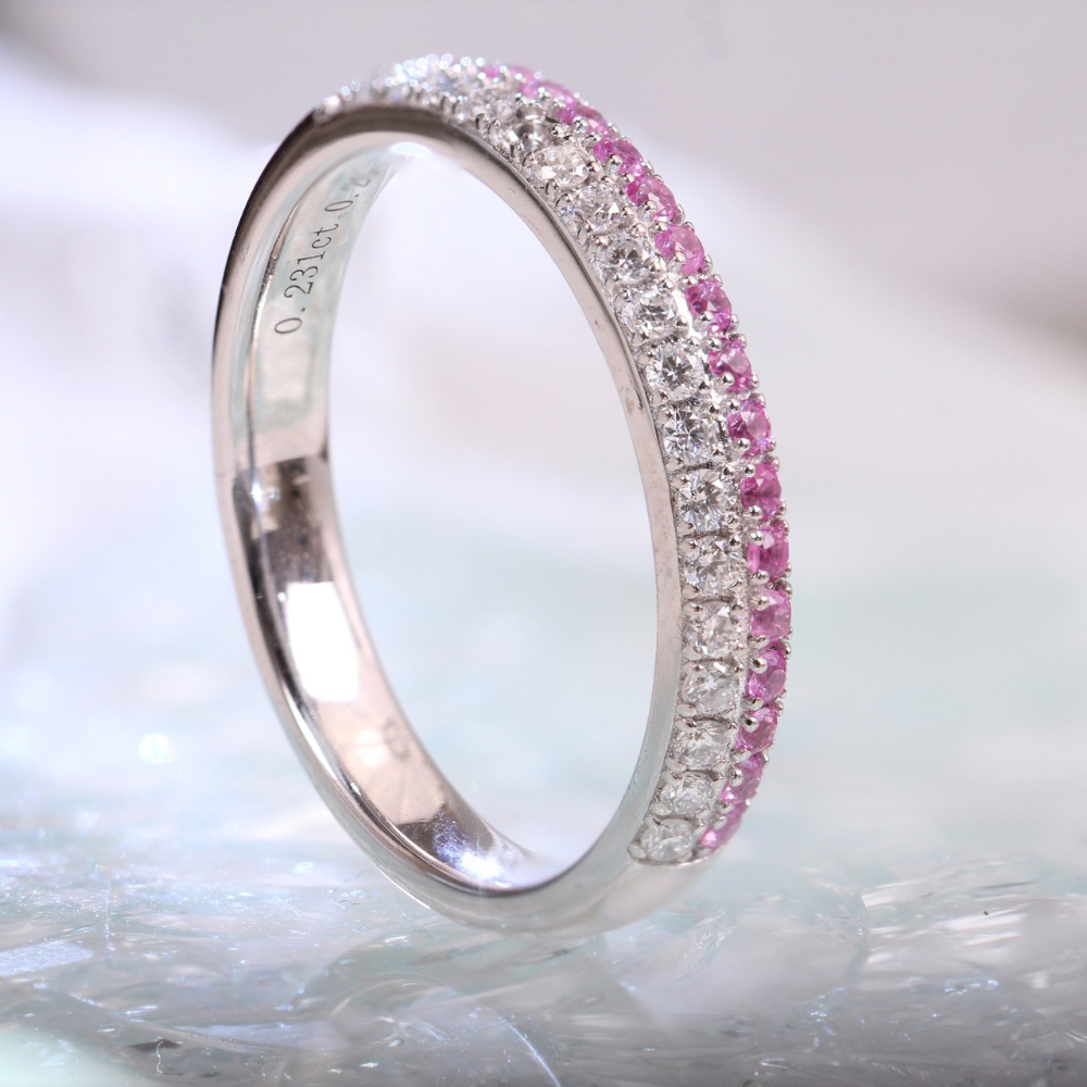 RIN-HHG1004-025 [CRD340] 925 SILVER LGD & PINK SAPPHIRE RING (A25)