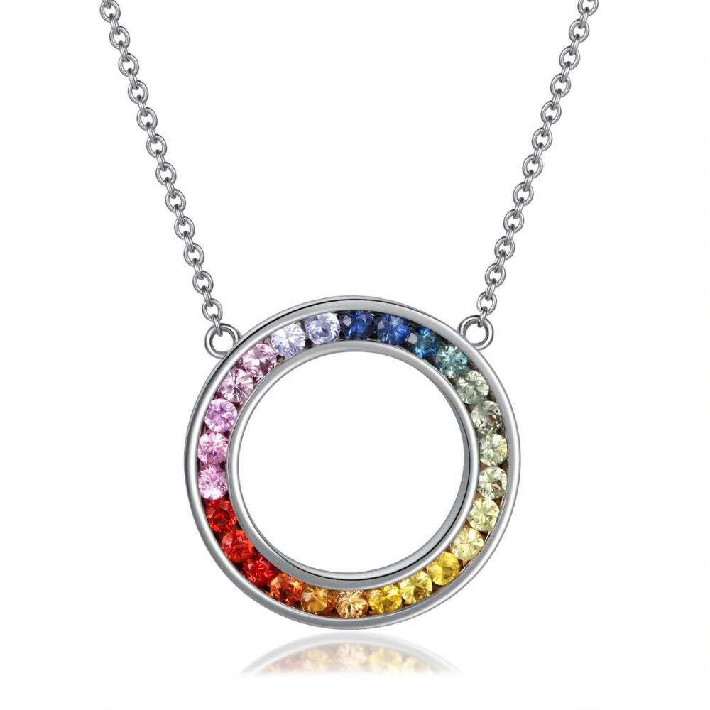 NEC-HHG1004-028 [ND132] 925 SILVER SAPPHIRE NECKLACE (A28)