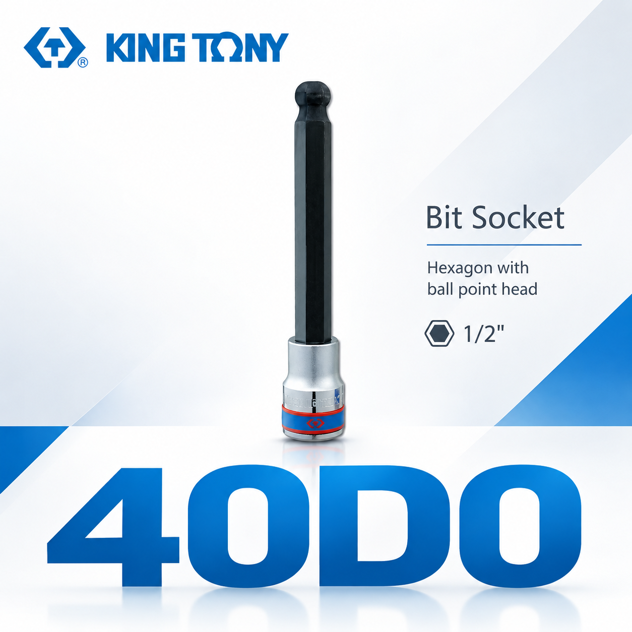 KING TONY 金統立｜1/2" 四分球頭六角起子頭套筒 4分 球型六角凸套筒 六角球型頭套筒｜40D0｜台灣製｜公司貨