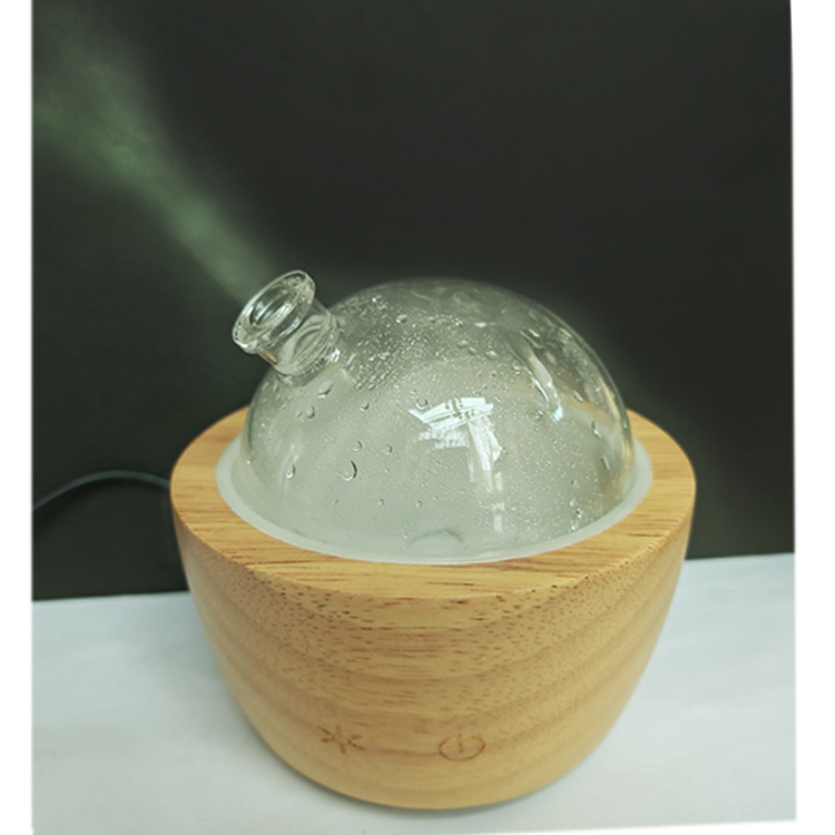 木紋底座玻璃瓶LED燈香薰加濕機 90ml No:500258