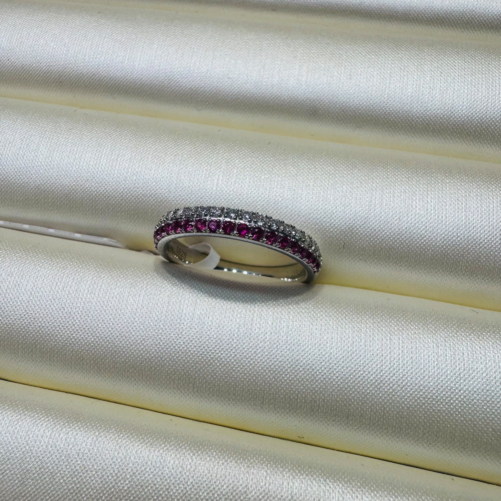 RIN-HHG1004-035 [CRD340] 925 SILVER LGD & PINK SAPPHIRE RING 深粉 (A35)