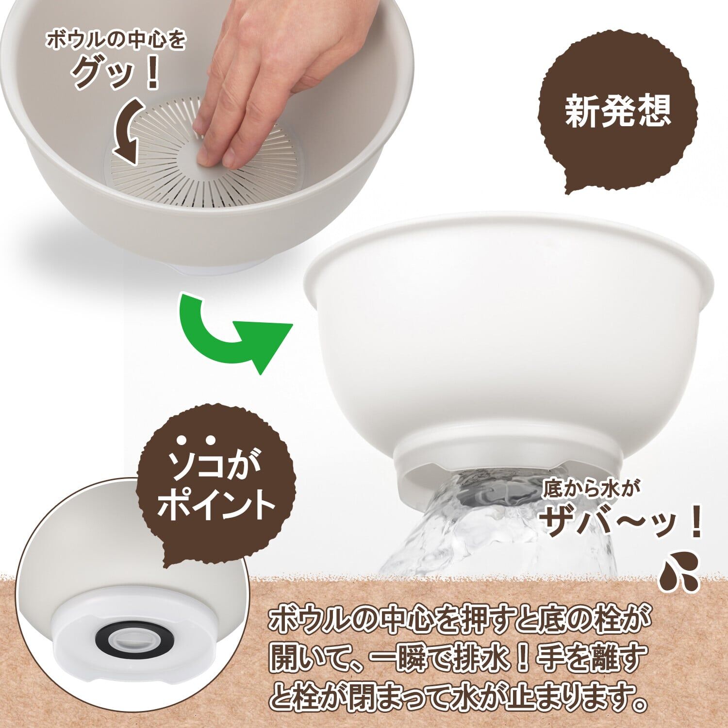 【SNS大熱】JP 日本製 一按壓式洗米盆瀝水器 1456 1463 TK261004