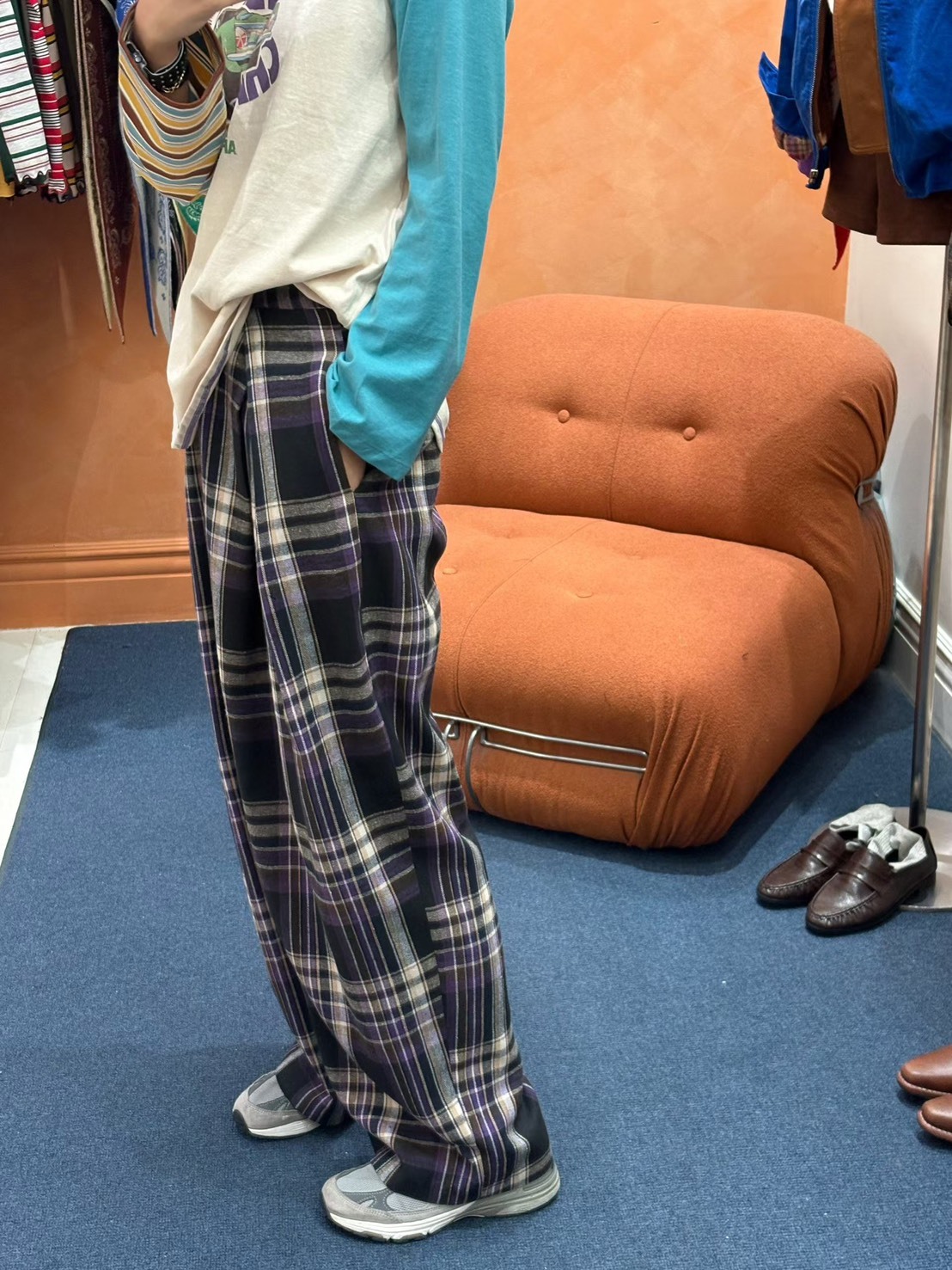 寬格子老爺褲