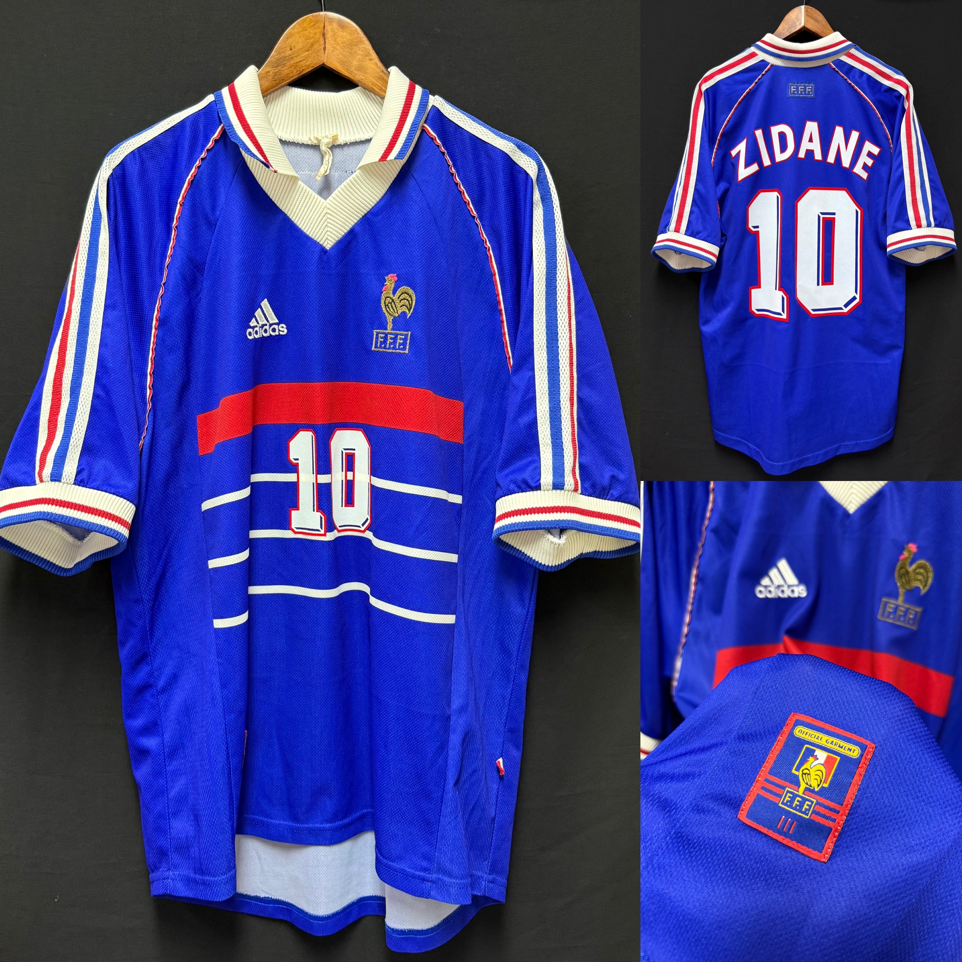 France 1998 FIFA World Cup Adidas Home Shirt #10 ZIDANE