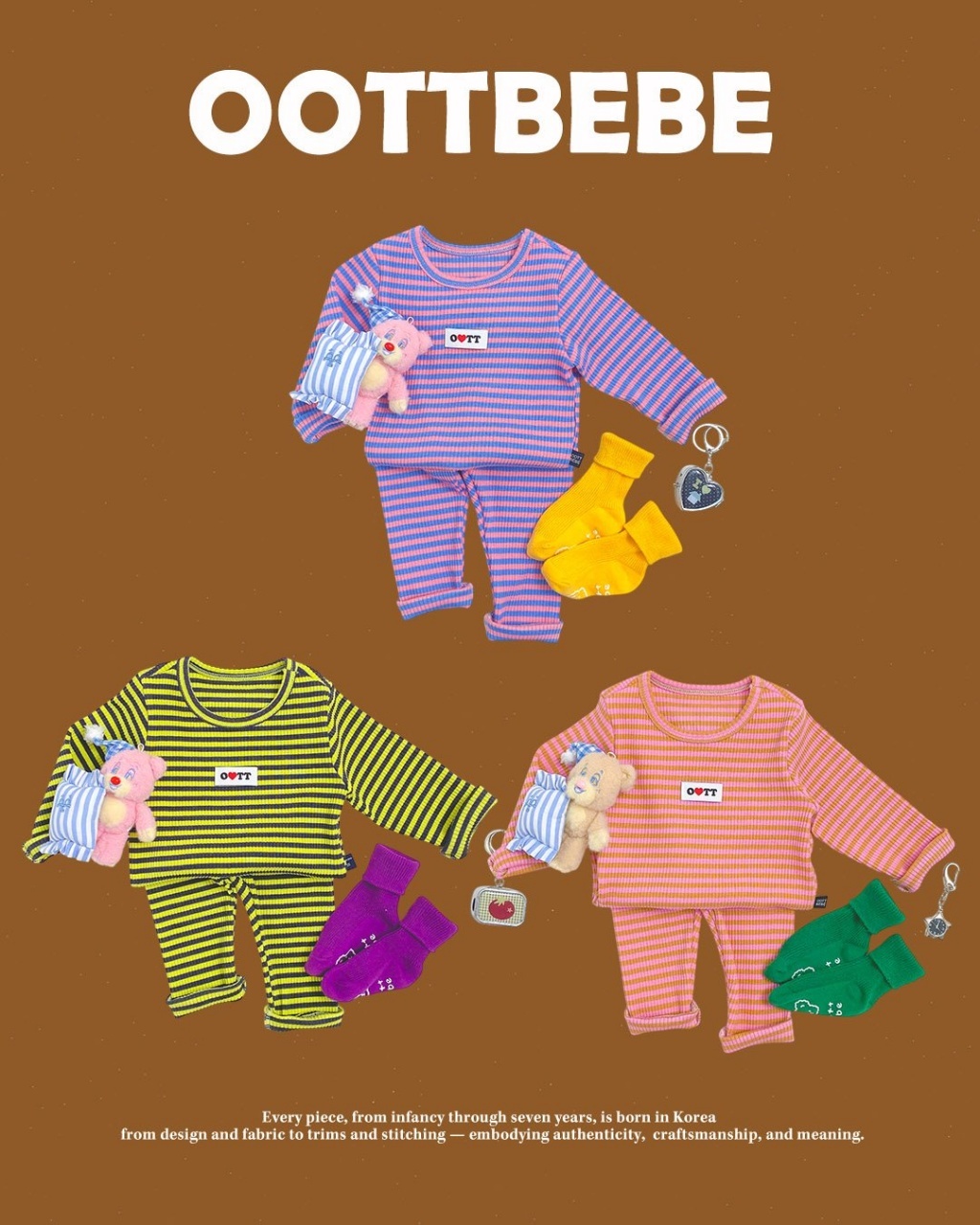 正韓冬Oottbebe 三色條紋家居服