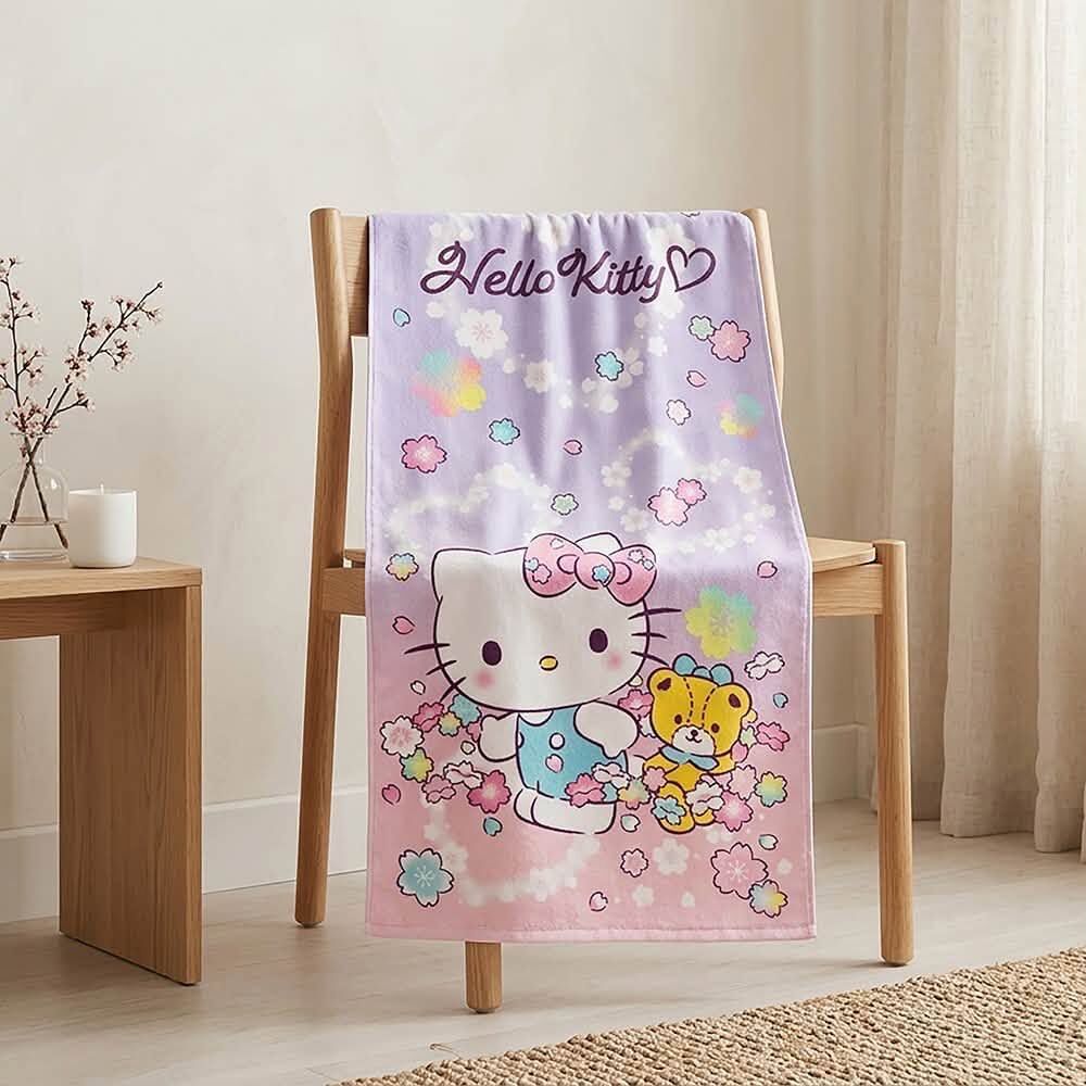26177 Sanrio Hello Kitty 愛心櫻花浴巾 #TW-KM26