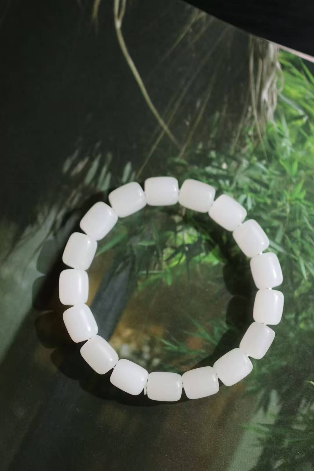 92276 和田玉羊脂白玉桶珠手串