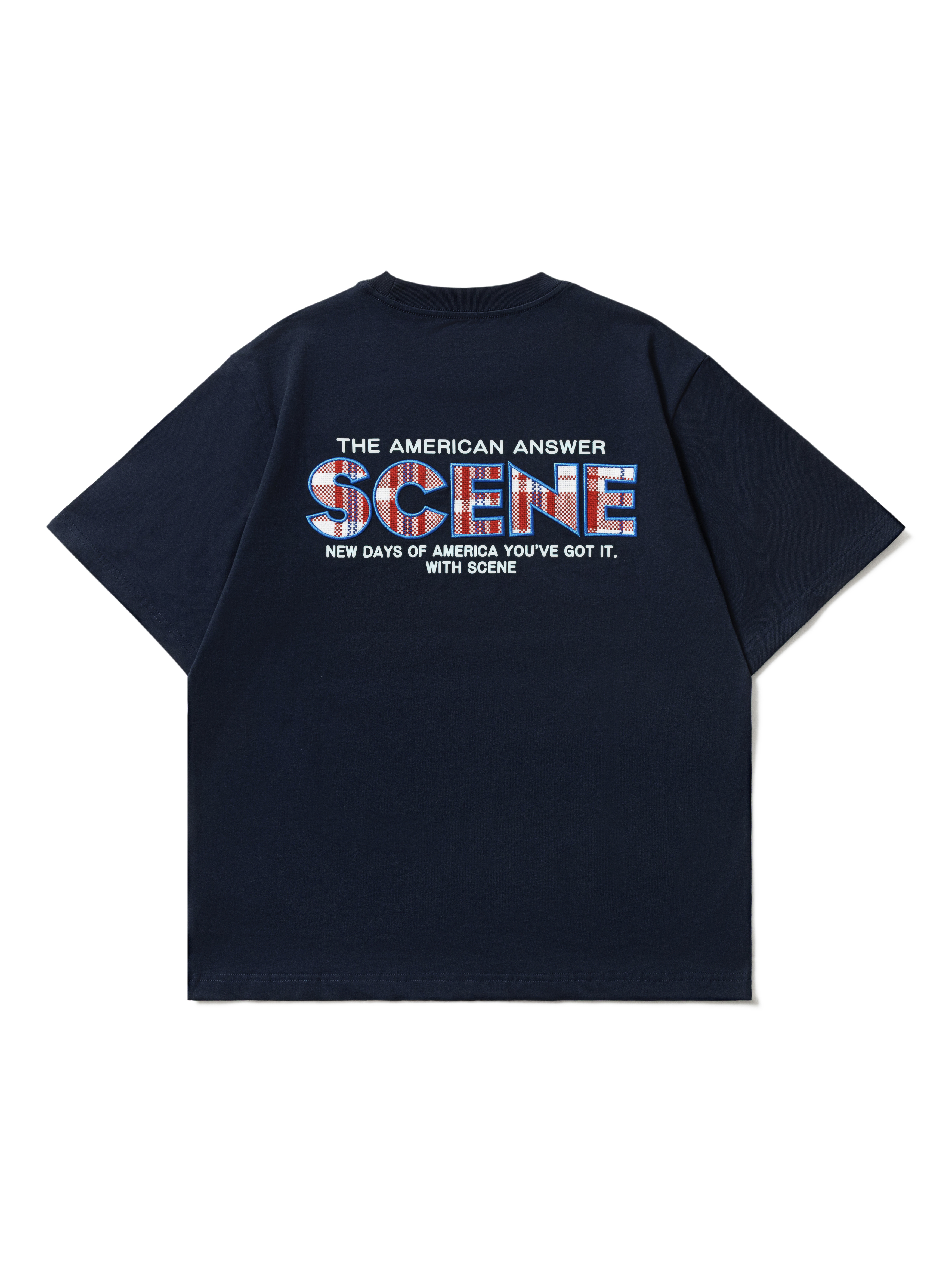 SCENE CHECKERED HK TEE // NAVY