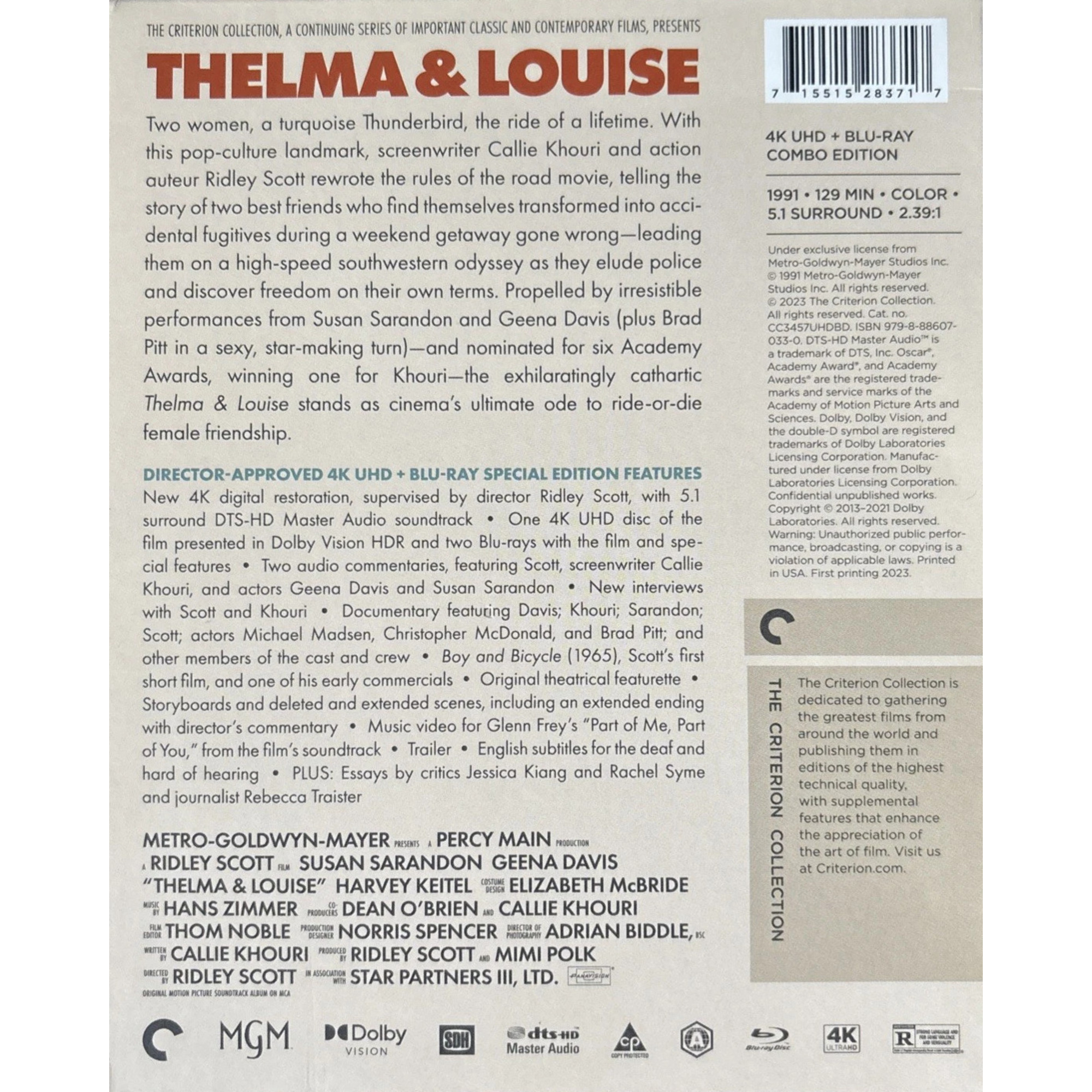 Thelma & Louise (1991) (4K Ultra HD + Blu-ray) (US Version) [No Chinese Subtitle]
