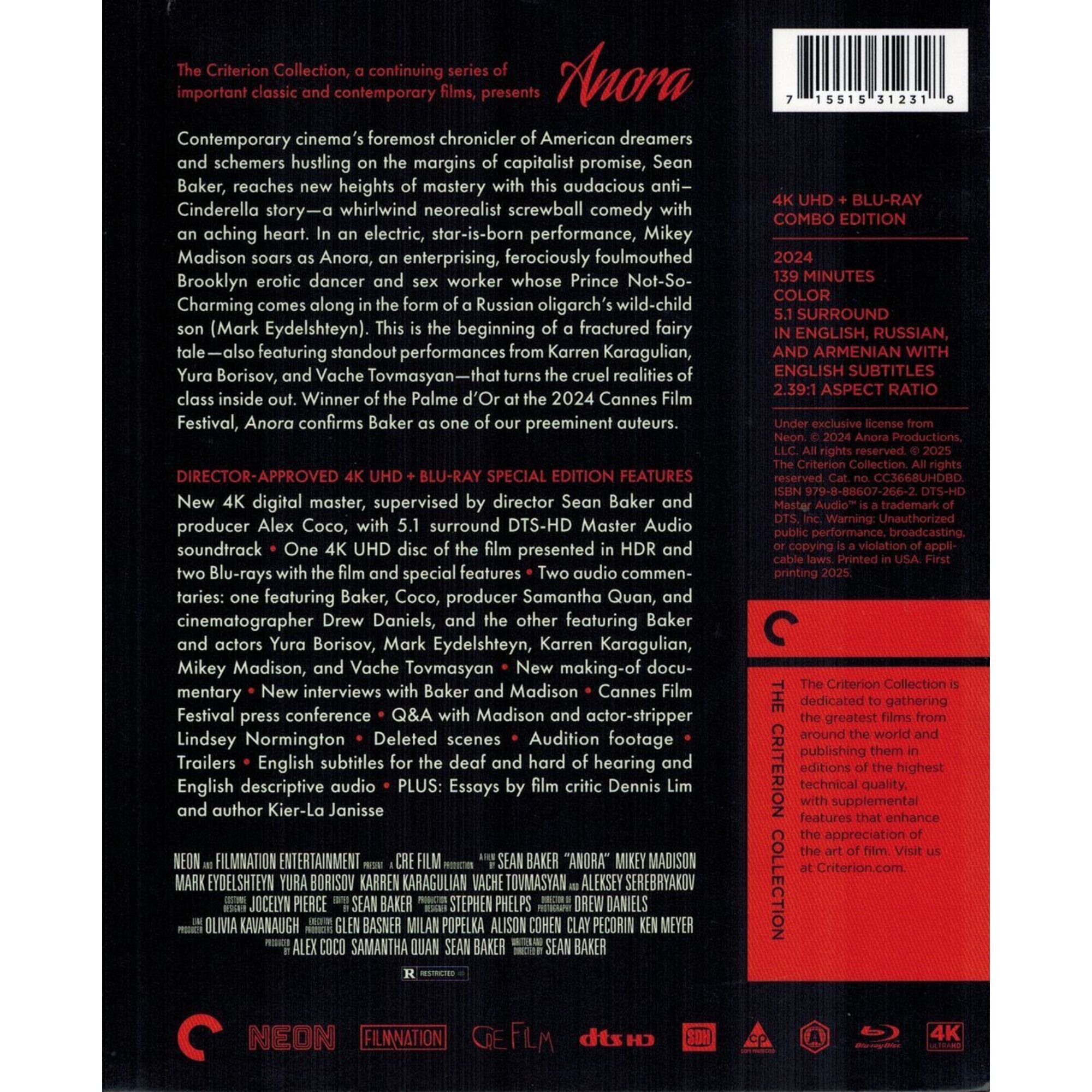 Anora (2024) (4K Ultra HD + Blu-ray) (US Version) [No Chinese Subtitle]