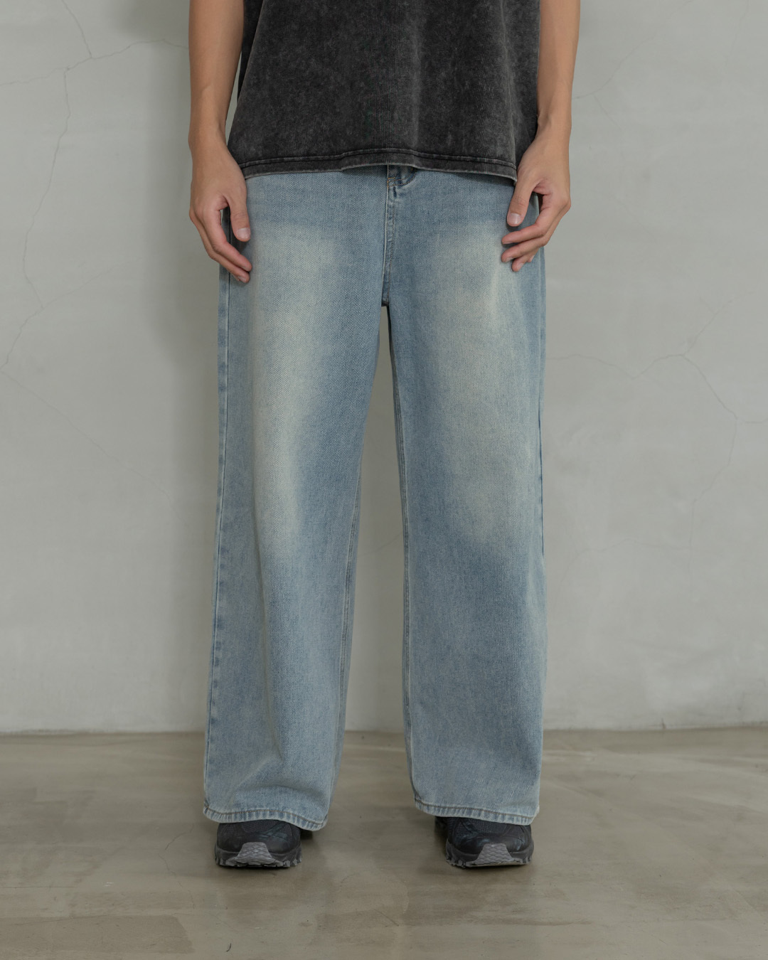 Men's Simple Washed Straight Leg Jeans - Blue S/M/L/XL【04011882】in stock+pre-order