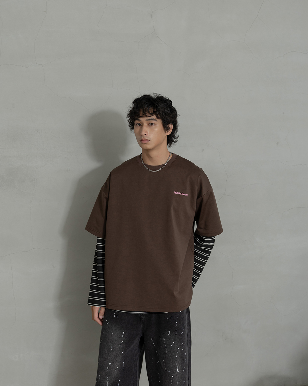 Men's Simple Embroidered Letter Print Short-Sleeve Top - CoffeeS/M/L/XL【01190441】in stock+pre-order