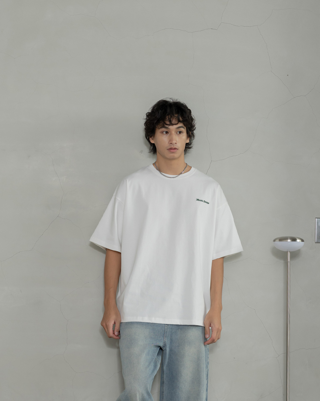 Men's Simple Embroidered Letter Print Short-Sleeve Top - White S/M/L/XL【01190440】in stock+pre-order