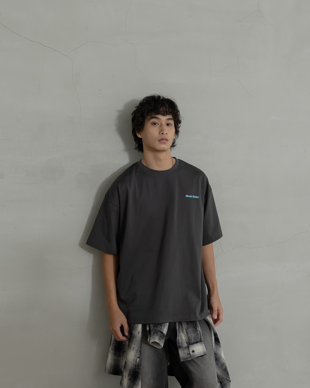 Men's Simple Embroidered Letter Print Short-Sleeve Top - Dark GrayS/M/L/XL【01190442】in stock+pre-order