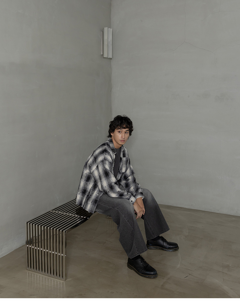 Men's casual distressed plaid shirt - black style, M/L【01025876】in stock+pre-order
