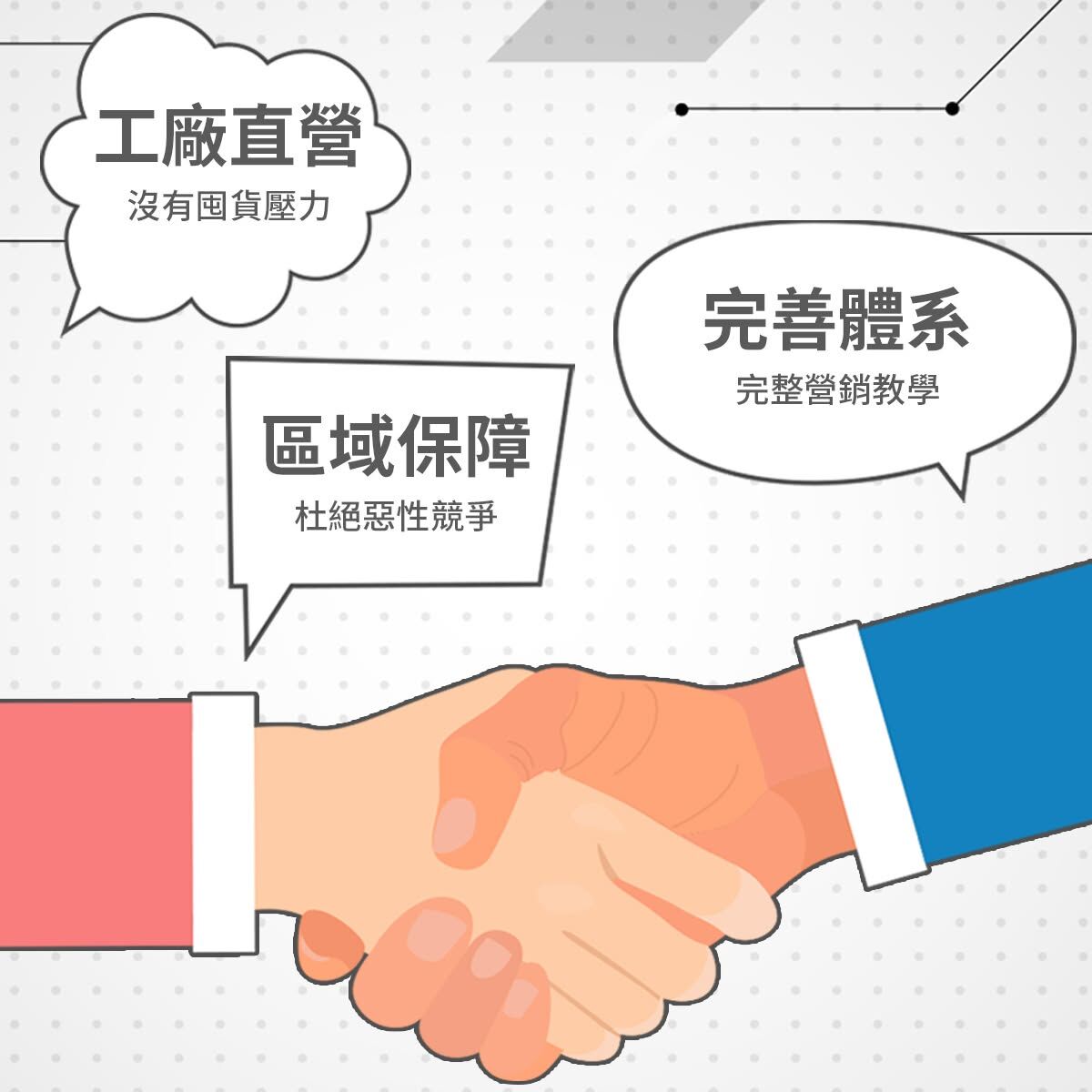 加盟巧迪的好處-工廠直營、區域保障、完善體系