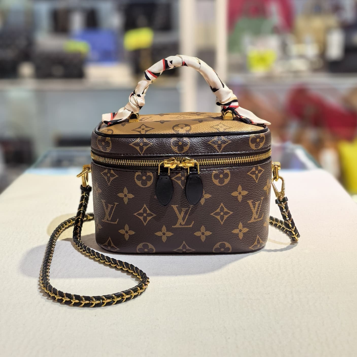 98%NEW LV化妝袋 M45165 VANITY PM Monogram帆布 #香榭站正品