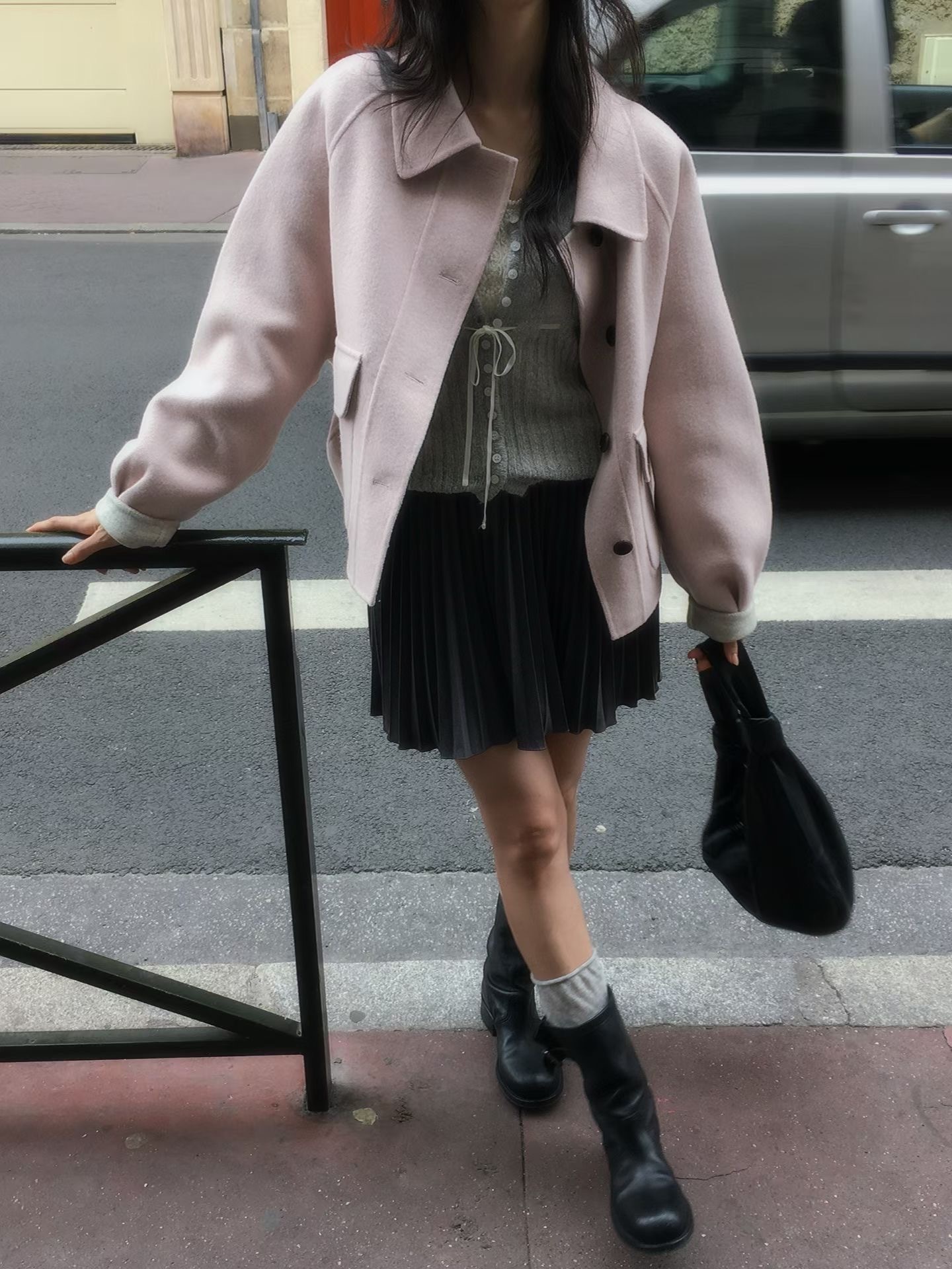 VE26140 法式雙面兩穿 100% Wool 手工羊毛外套