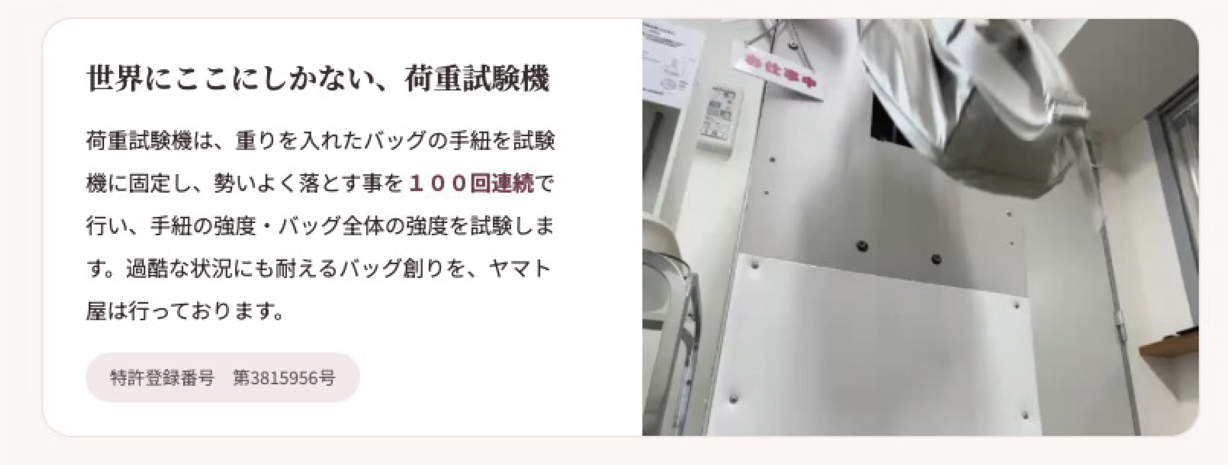 荷重試験機 特許登録番号 第3815956号