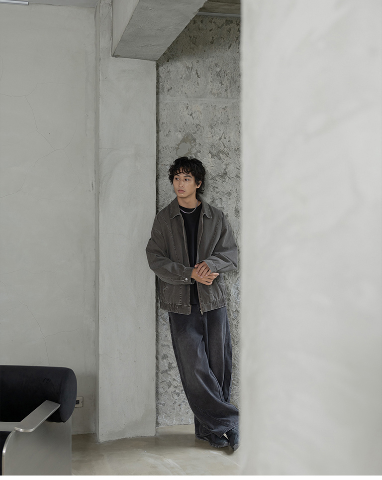 Men's casual washed and cut twill jacket, M/L【02071714】in stock+pre-order