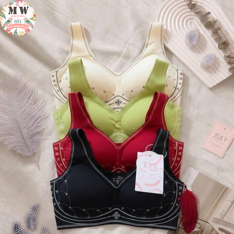 【台灣 JULY BRA】復古幾何印花無鋼圈內衣|防走光 ‧ 輕奢保暖 (MW Beauty 直播限定優惠) [K36]
