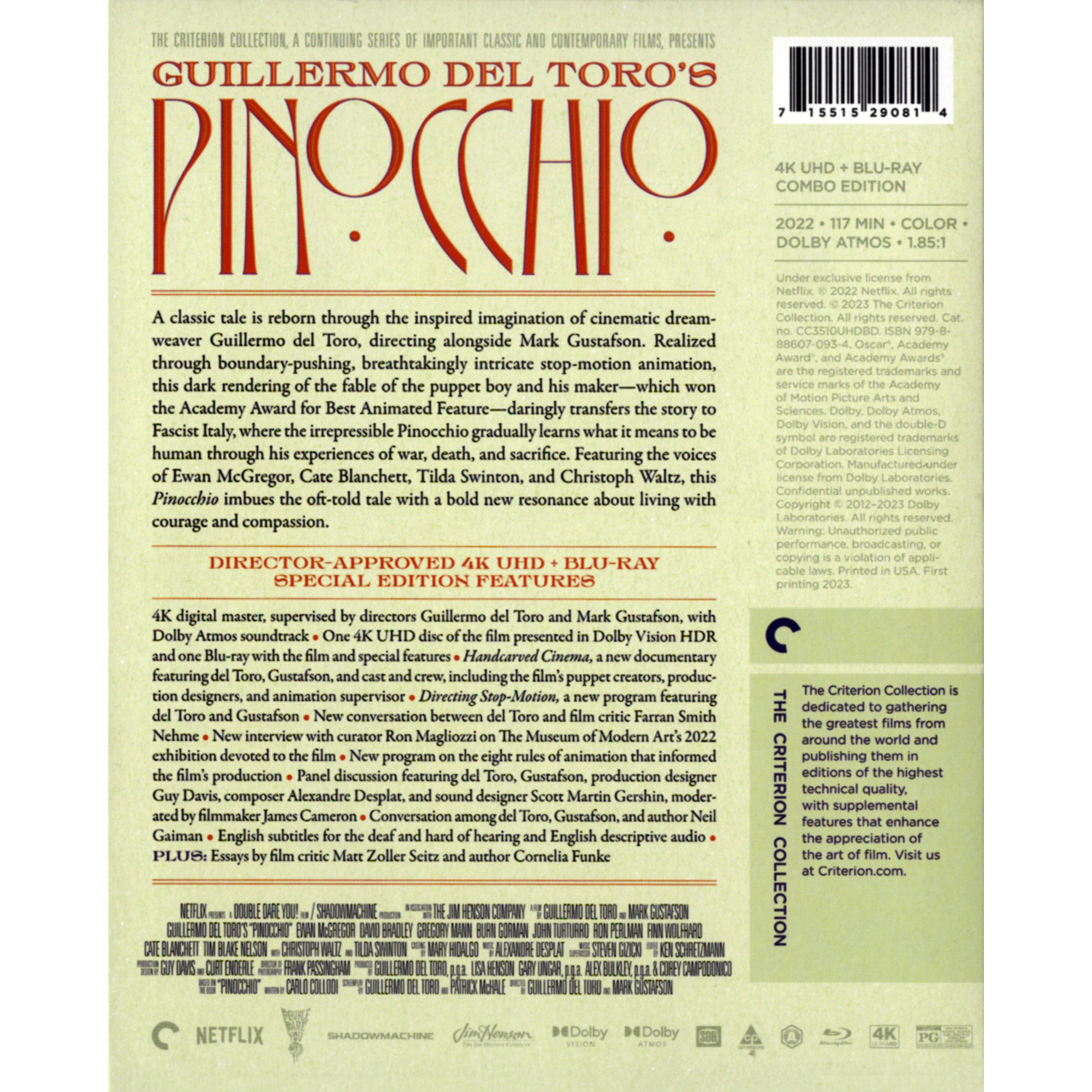 Guillermo del Toro's Pinocchio (2022) (4K Ultra HD + Blu-ray) (US Version) [No Chinese Subtitle]