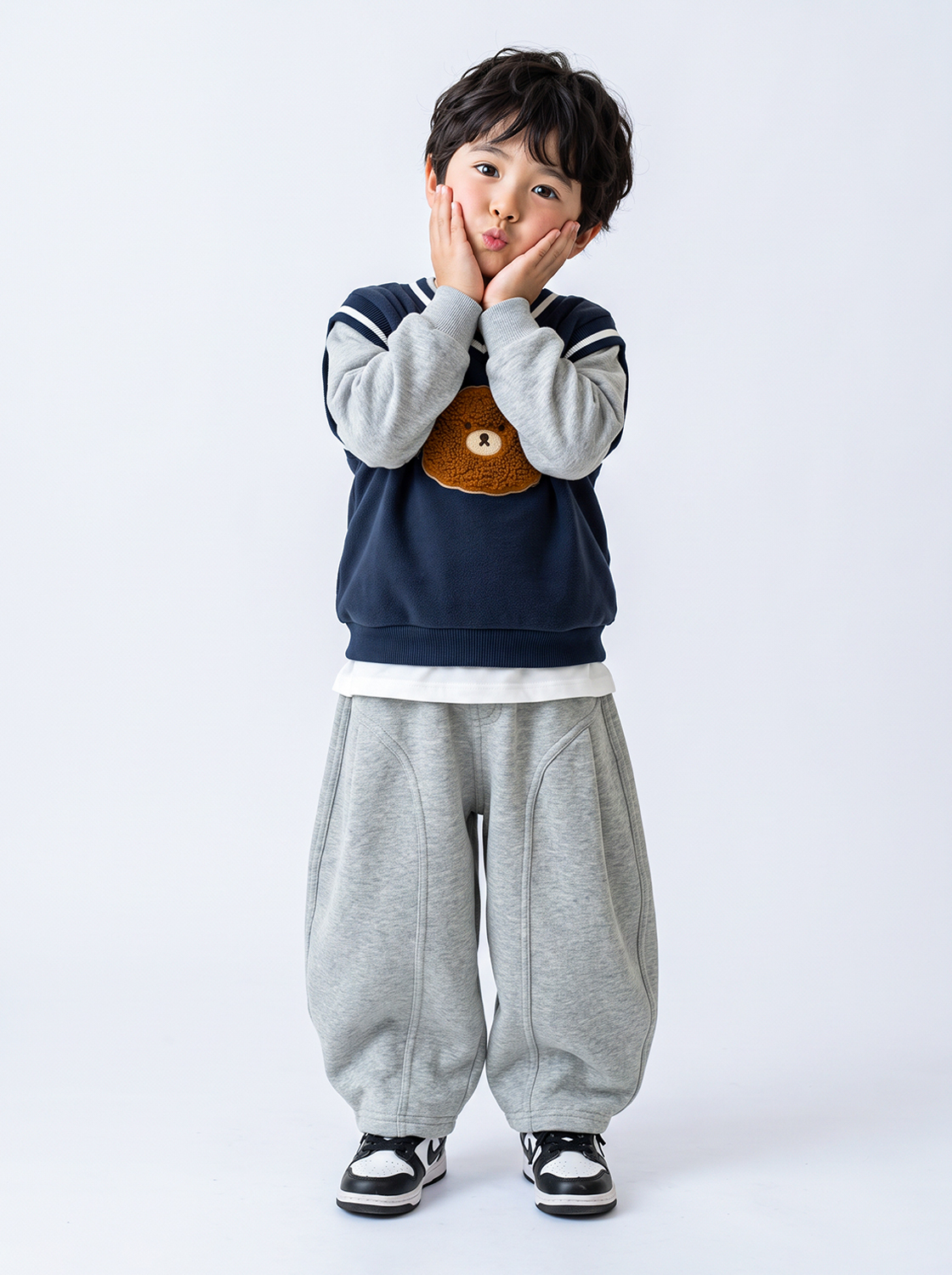 FURRY BEAR三兄弟假兩件大學TEE【童裝】