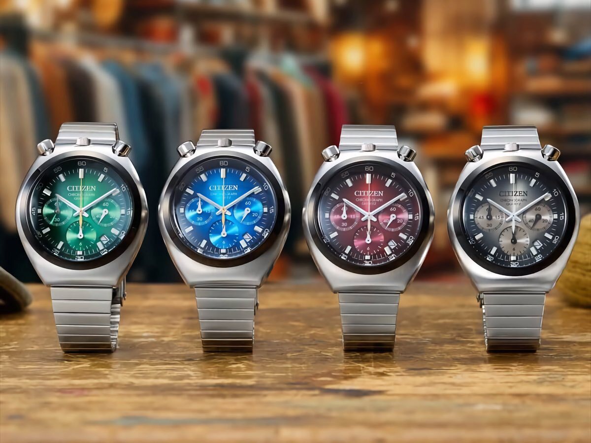 星辰 Citizen Tsuno Chrono quartz chronograph AN3714-50H 灰色錶盤 AN3714-68L 藍色錶盤 AN3714-76W 綠色錶盤 ,AN3714-84Z 紅色錶盤  配備直徑 38 毫米、厚度 11.7 毫米的不鏽鋼錶殼，並搭載 0510 石英計時機芯手錶