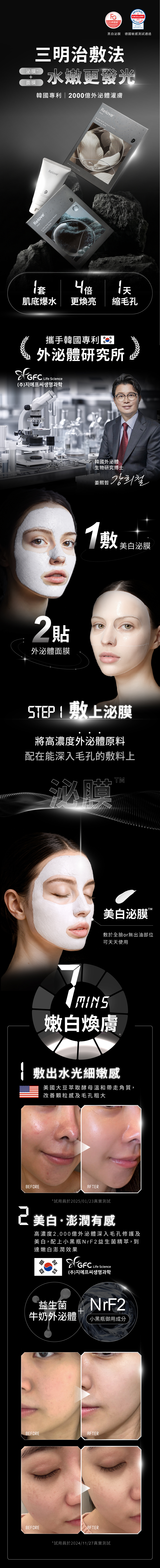 1敷2貼 三明治敷法，韓國專利2仟億益生菌牛奶外泌體灌膚，爆出嫩皮水光肌