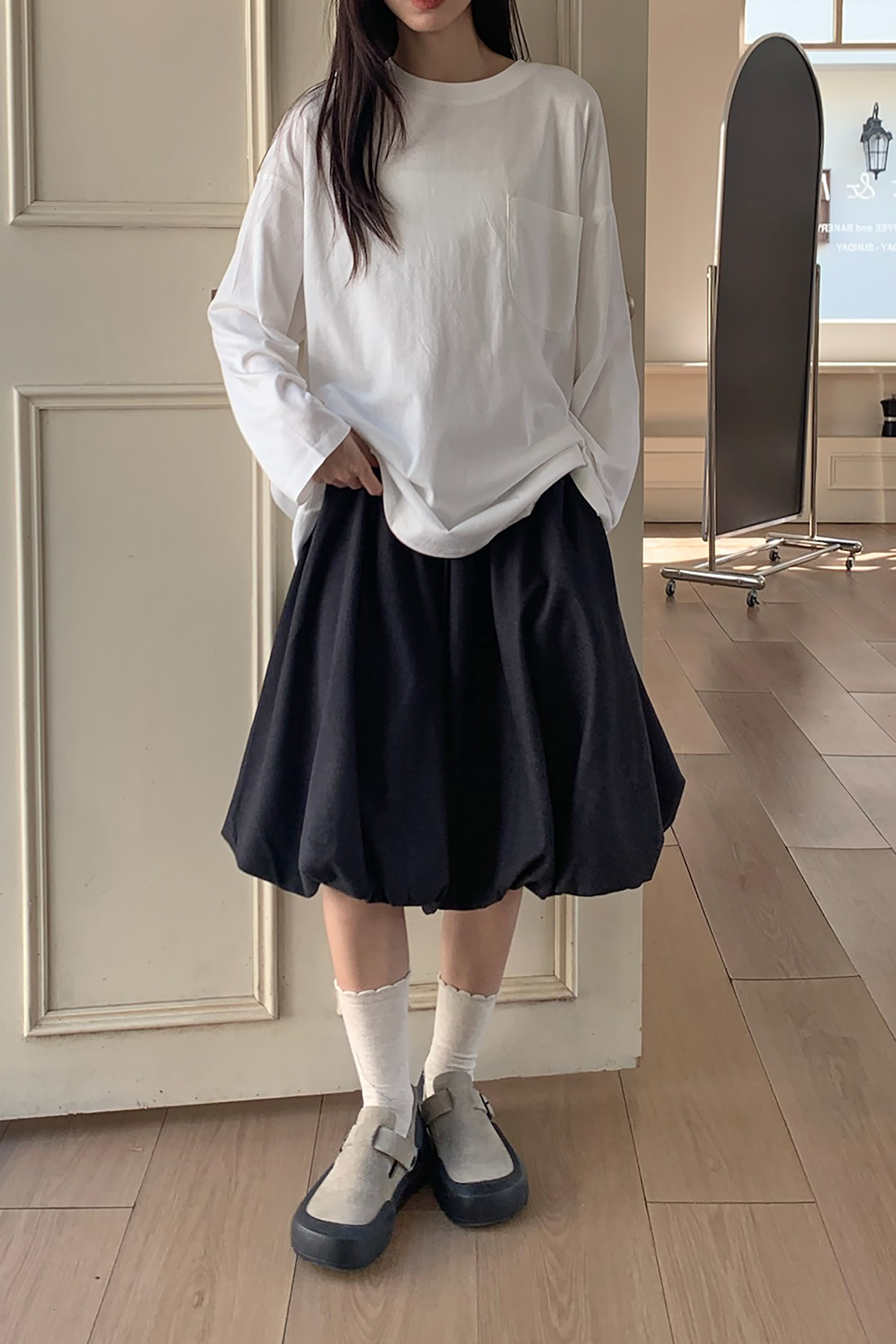 Oct｜日系小毛呢花苞半裙 3色