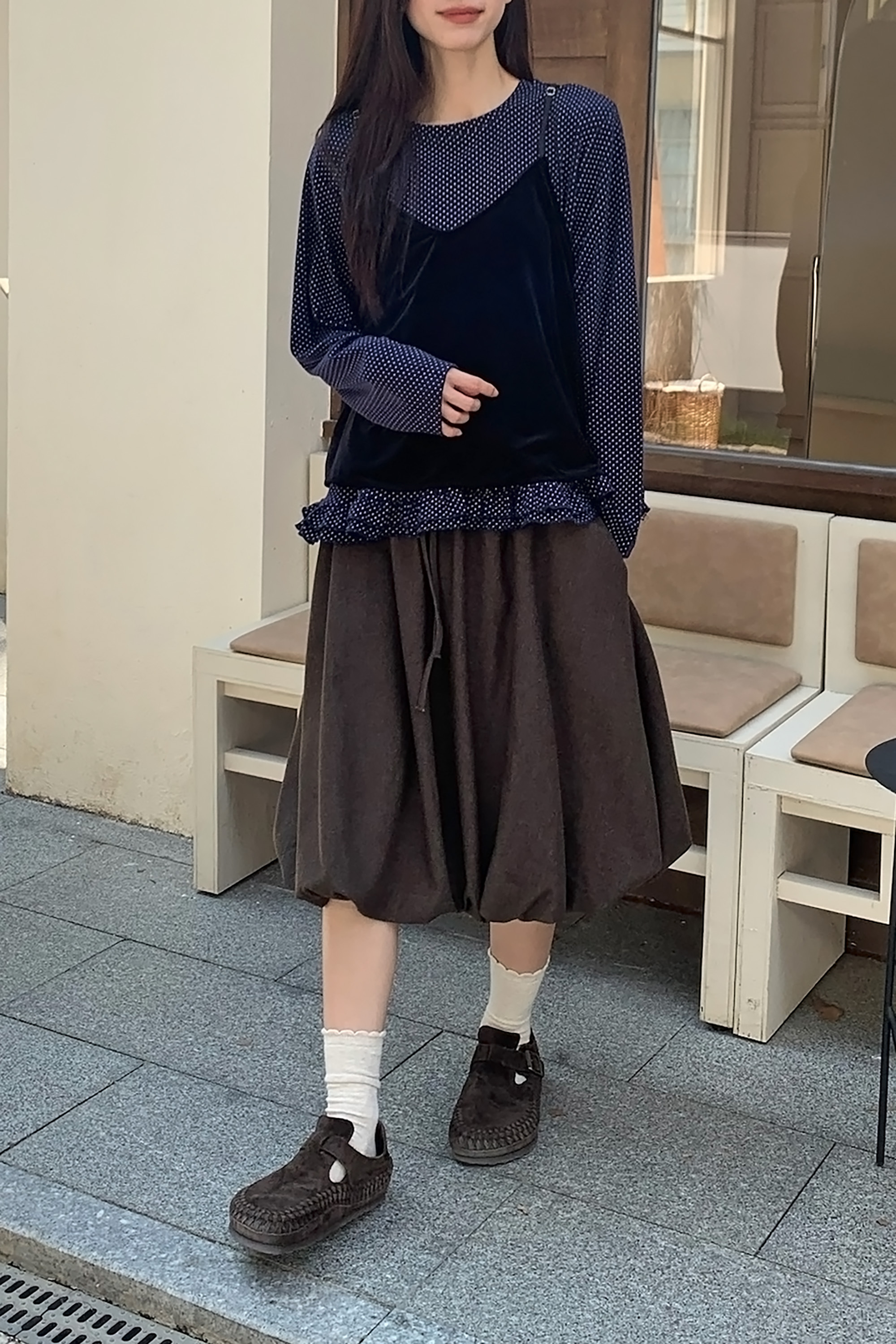 Oct｜日系小毛呢花苞半裙 3色
