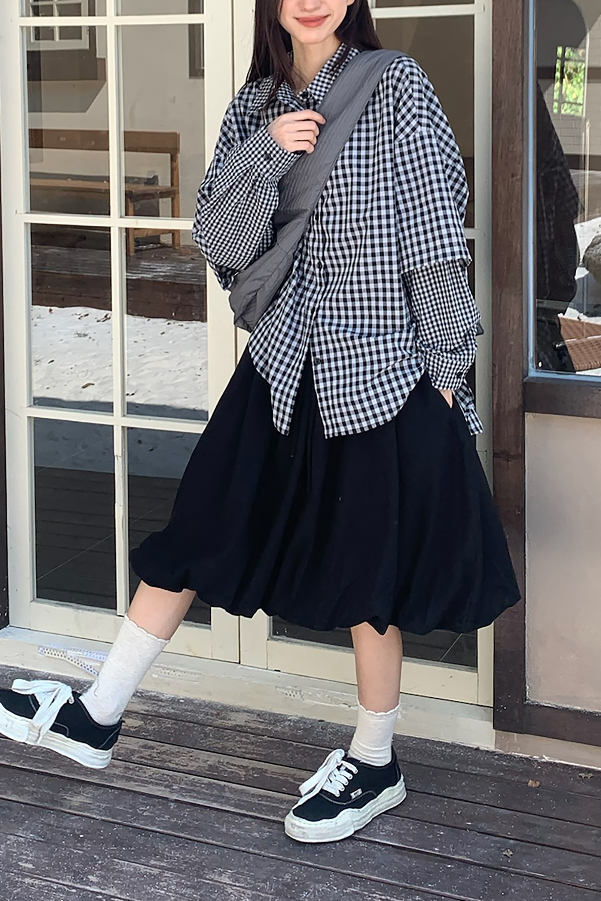 Oct｜日系小毛呢花苞半裙 3色