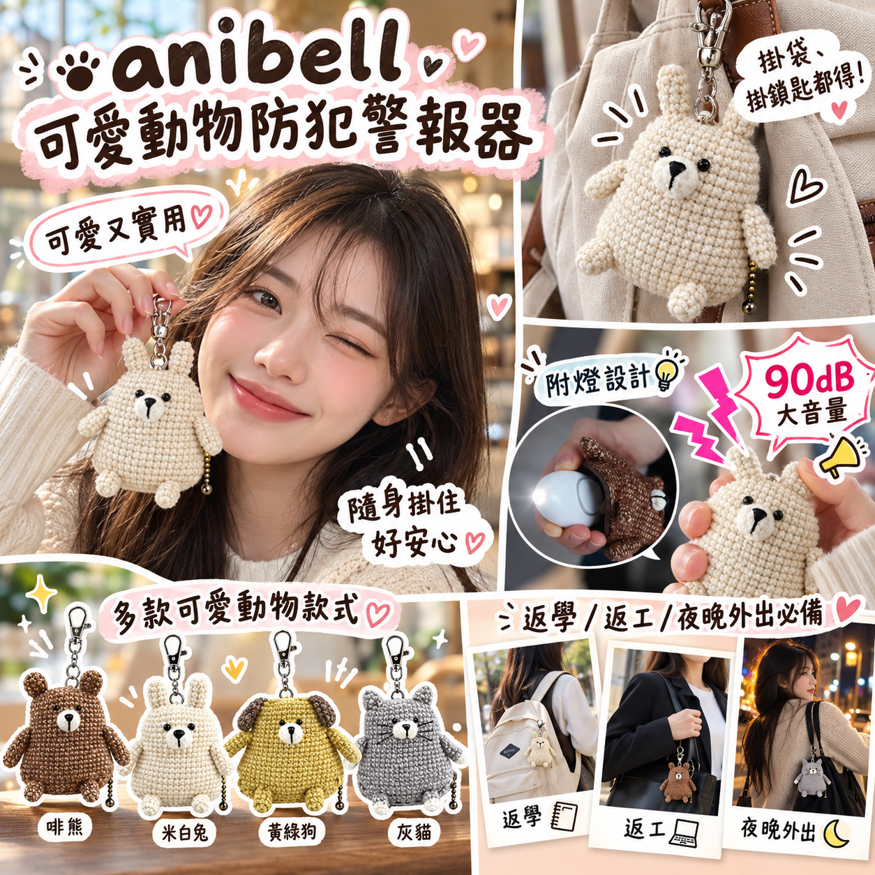 【預購】JM100516 anibell 可愛動物防犯警報器