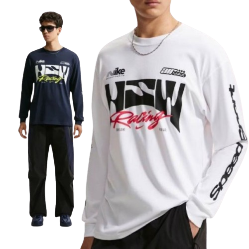 【官網限定】Nike Sportswear 寬鬆針織套頭長袖T恤 IM3782-白100-藍451 IX