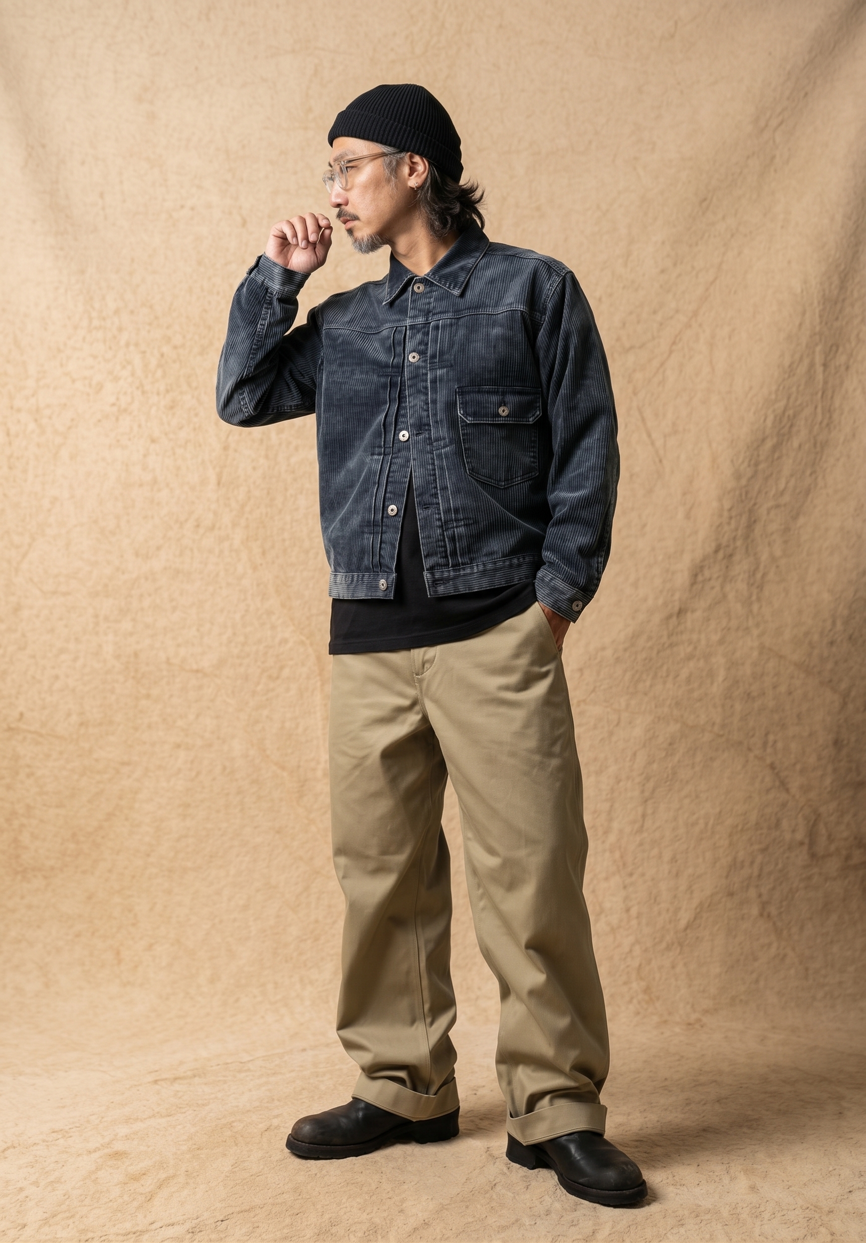HOUSTON TYPE1 WASHED CORDUROY JACKET / NAVY