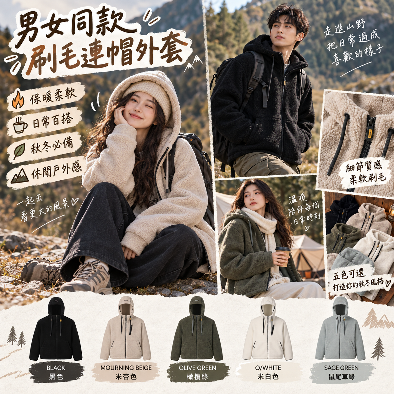 【預購】NATIONAL GEOGRAPHIC WKR100501 COSTONI 男女同款刷毛連帽外套